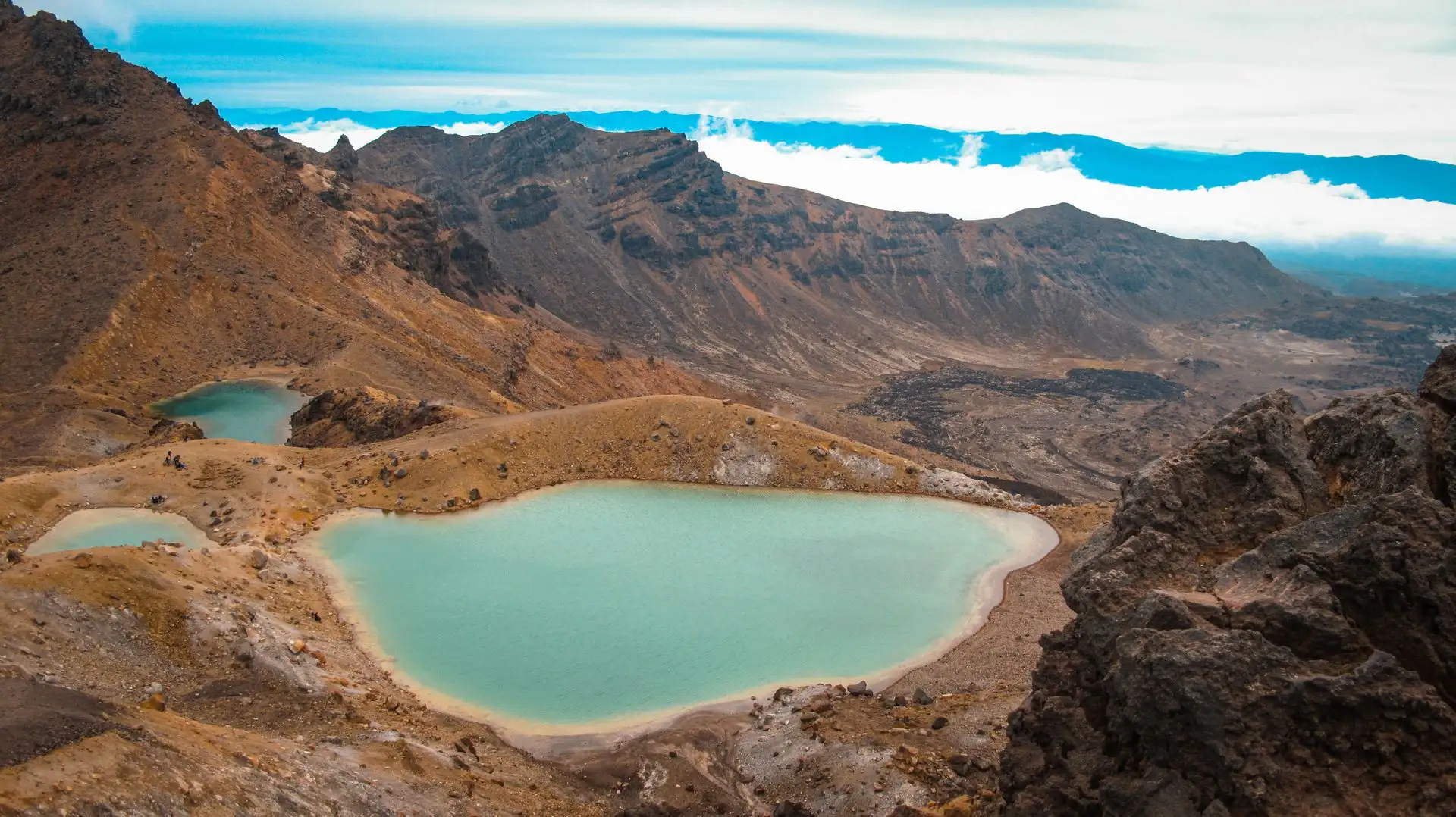 The Emerald Lakes seen from the Tongariro Alpine Crossing